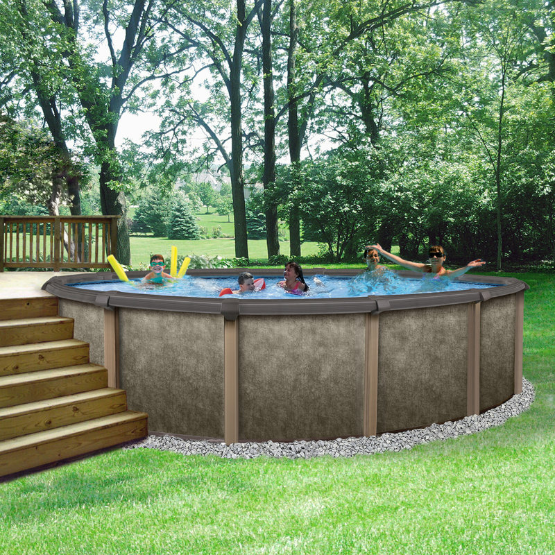 Blue Wave Products Riviera 8-in Top Rail Metal Wall Swimming Pool